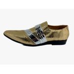 Sapato Masculino Italiano em Couro Social Dourado Glitter - Ref: 710