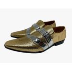 Sapato Masculino Italiano em Couro Social Dourado Glitter - Ref: 710