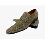 Mocassim Masculino Italiano em Couro Social Dourado Glitter - Ref: 723