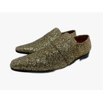 Mocassim Masculino Italiano em Couro Social Dourado Glitter - Ref: 723