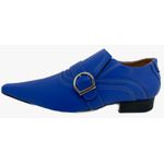 Sapato Masculino Italiano em Couro Social Azul Fivela - Ref: 728