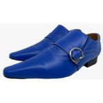 Sapato Masculino Italiano em Couro Social Azul Fivela - Ref: 728