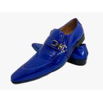 Sapato Masculino Italiano em Couro Social Azul Cobra - Ref: 731