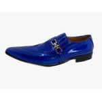 Sapato Masculino Italiano em Couro Social Azul Cobra - Ref: 731