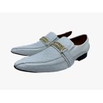 Sapato Masculino Italiano em Couro Social Branco Quadriculado - Ref: 733