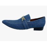 Sapato Masculino Italiano em Jeans Social Executivo Azul - Ref: 743