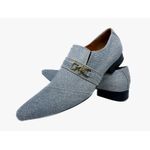 Sapato Masculino Italiano em Jeans Social Executivo Cinza - Ref: 744