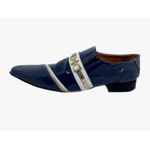 Sapato Masculino Italiano em Couro Social Azul Oceano Fivela - Ref: 749