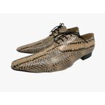 Sapato Masculino Italiano Em Couro Cobra Natural Marrom Terra Ref: D705