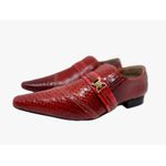 Sapato Masculino Italiano Em Couro Social Vermelho Réptil Ref: D851