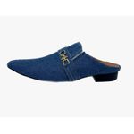 Babuche Masculino Em Couro Social Executivo Azul Jeans Ref: 1084