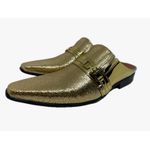 Babuche Masculino Em Couro Social Executivo Dourado Ref: 1091