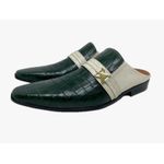 Babuche Masculino Em Couro Social Executivo Verde Croco Ref: 1099