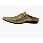 Babuche Masculino Em Couro Social Executivo Dourado Serpente Ref: 1100