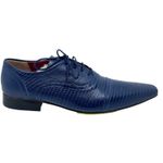 Sapato Masculino Italiano Em Couro Social Azul Quadriculado Ref: D807