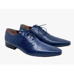Sapato Masculino Italiano Em Couro Social Azul Quadriculado Ref: D807