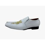 Sapato Masculino Italiano Em Couro Social Branco Bordado Ref: D869