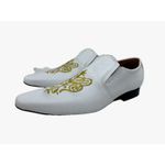 Sapato Masculino Italiano Em Couro Social Branco Bordado Ref: D869