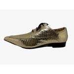 Sapato Masculino Italiano Em Couro Social Dourado Réptil Ref: D873