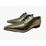 Sapato Masculino Italiano Em Couro Social Dourado Réptil Ref: D873