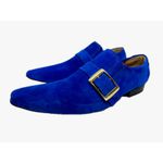 Sapato Masculino Italiano Em Couro Social Azul Camurça Ref: D874