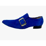 Sapato Masculino Italiano Em Couro Social Azul Camurça Ref: D874