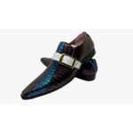 Sapato Masculino Italiano Em Couro Roxo e Azul Ref: D908