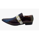 Sapato Masculino Italiano Em Couro Roxo e Azul Ref: D908