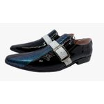 Sapato Masculino Italiano Em Couro Preto e Azul Ref: D909