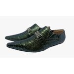 Sapato Masculino Italiano Em Couro Preto Réptil Ref: D914