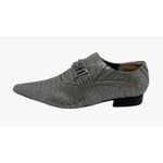 Sapato Masculino Italiano Em Couro Prateado Réptil Ref: D916