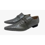 Sapato Masculino Italiano Em Couro Prateado Réptil Ref: D916
