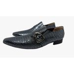 Sapato Masculino Italiano Em Couro Preto Réptil Ref: D919