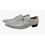 Sapato Masculino Italiano Em Couro Branco Réptil Ref: D921
