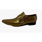 Sapato Masculino Italiano Em Couro Dourado Réptil Ref: D928