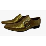 Sapato Masculino Italiano Em Couro Dourado Réptil Ref: D928