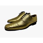 Sapato Masculino Italiano Em Couro Dourado Réptil Ref: D942