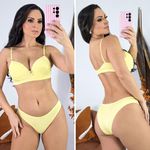 Conjunto de Lingerie em Microfibra com Bojo e Calcinha Biquíni