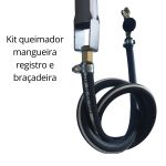 Kit Gás Queimador Churrasqueira Bafo Alta Pressão 70cm 13 caulis