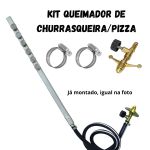 Kit Gás Queimador Churrasqueira Bafo Alta Pressão 70cm 13 caulis
