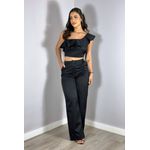 CONJUNTO CALÇA ALFAIATARIA E TOP PRETO