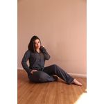 Pijama Homewear Longo Chumbo Bordado