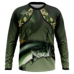 Camiseta Manga Longa para Pesca Estampa Full com Proteção UV personalizada com seu Nome Verde