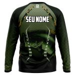 Camiseta Manga Longa para Pesca Estampa Full com Proteção UV personalizada com seu Nome Verde