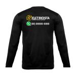 Camiseta Manga Longa Uniforme para Eletricista personalizado com seu TELEFONE 
