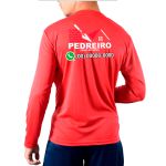 Camiseta Manga Longa Uniforme para Pedreiro Com TELEFONE Vermelho