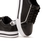 Tênis feminino Casual Preto Danny Couro