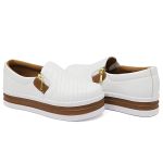 Slip On Feminino Couro legitimo Bovino Branco Caramelo