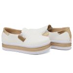 SlipOn Feminino Ziper Lateral DK Shoes Branco Rose