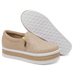 SlipOn Feminino Matelasse Ziper Lateral DK Shoes Rose Gold